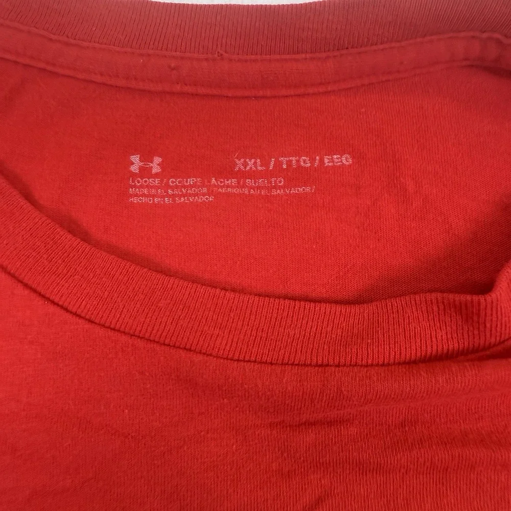 Under Armour Men's Adult 2XL Tee Shirt‎ T Red Loose Heatgear Big Logo Athletic